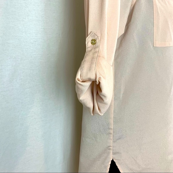 Calvin Klein sheer roll tab button down dress shirt , size L - Picture 5 of 7